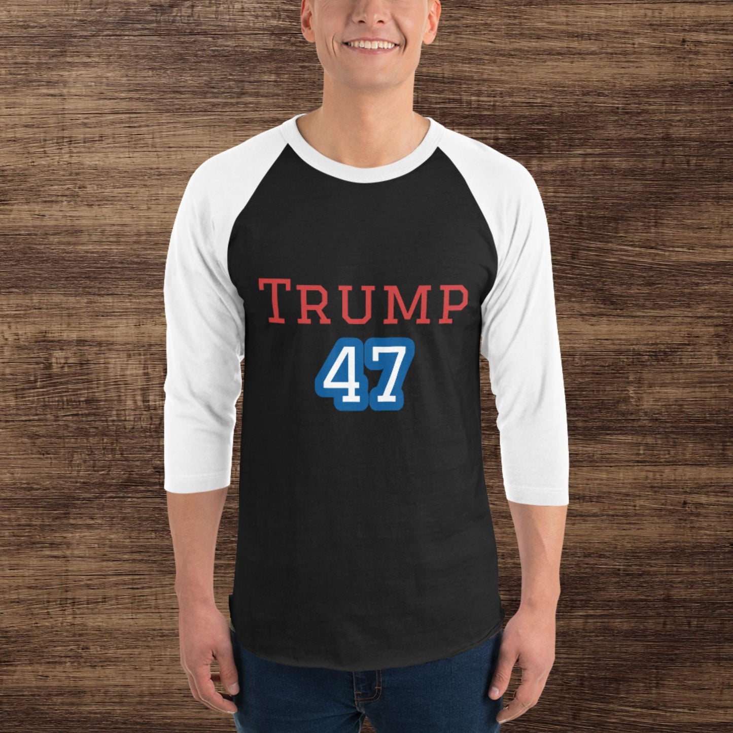 Trump 47 3/4 sleeve raglan shirt