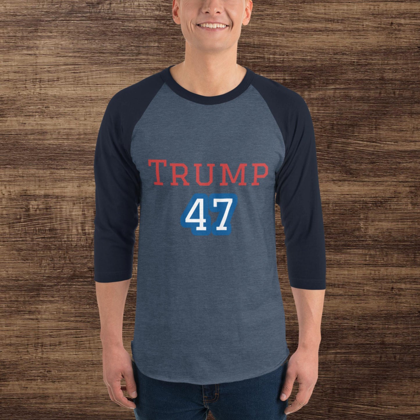 Trump 47 3/4 sleeve raglan shirt