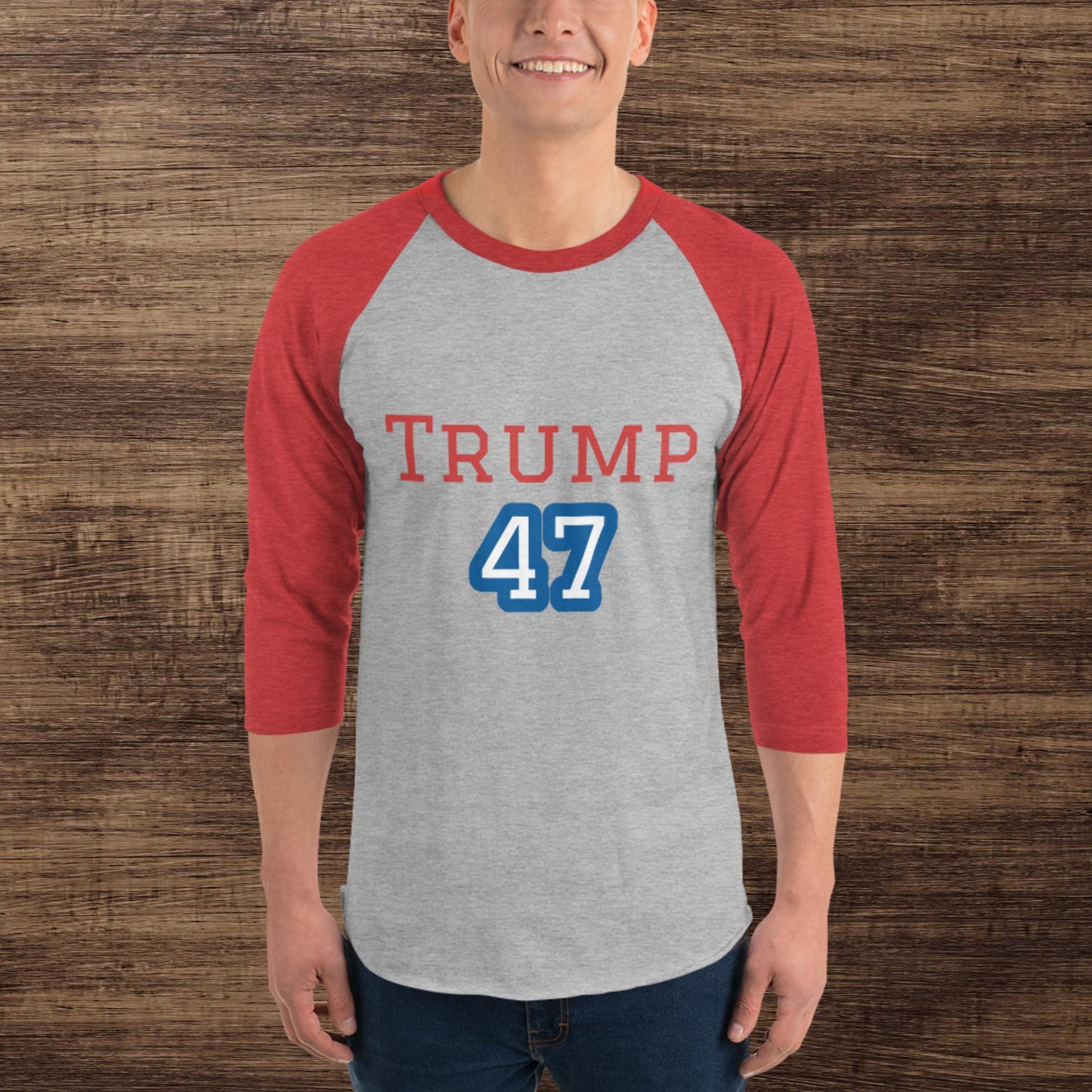 Trump 47 3/4 sleeve raglan shirt