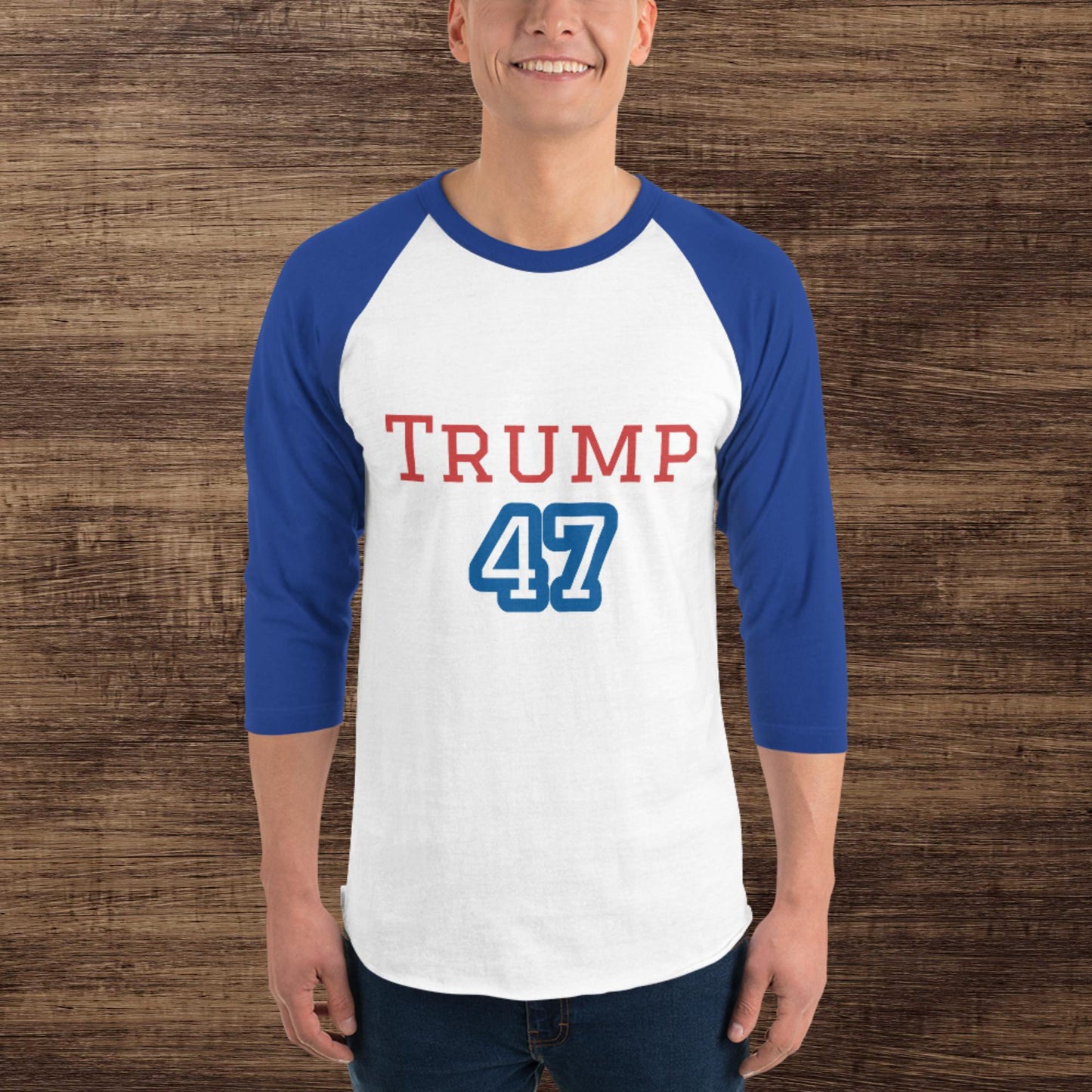 Trump 47 3/4 sleeve raglan shirt