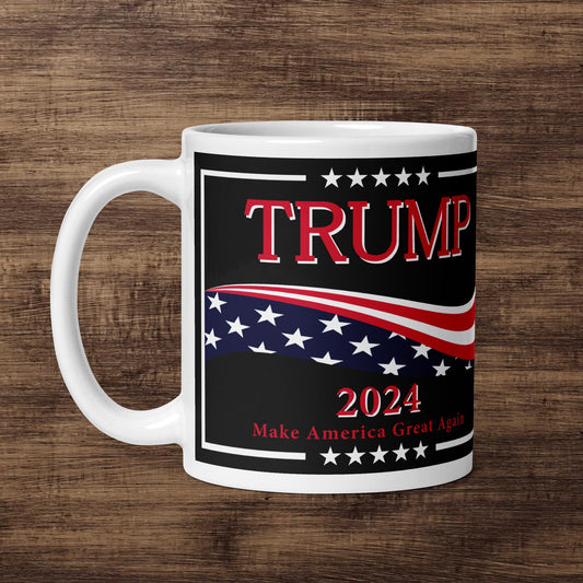 Trump 2024 Banner White Glossy Mug