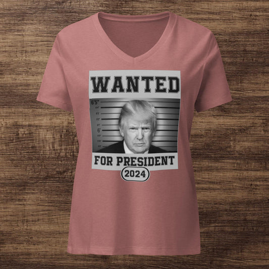 Wanted Poster: Trump for President women's v-neck t-shirt